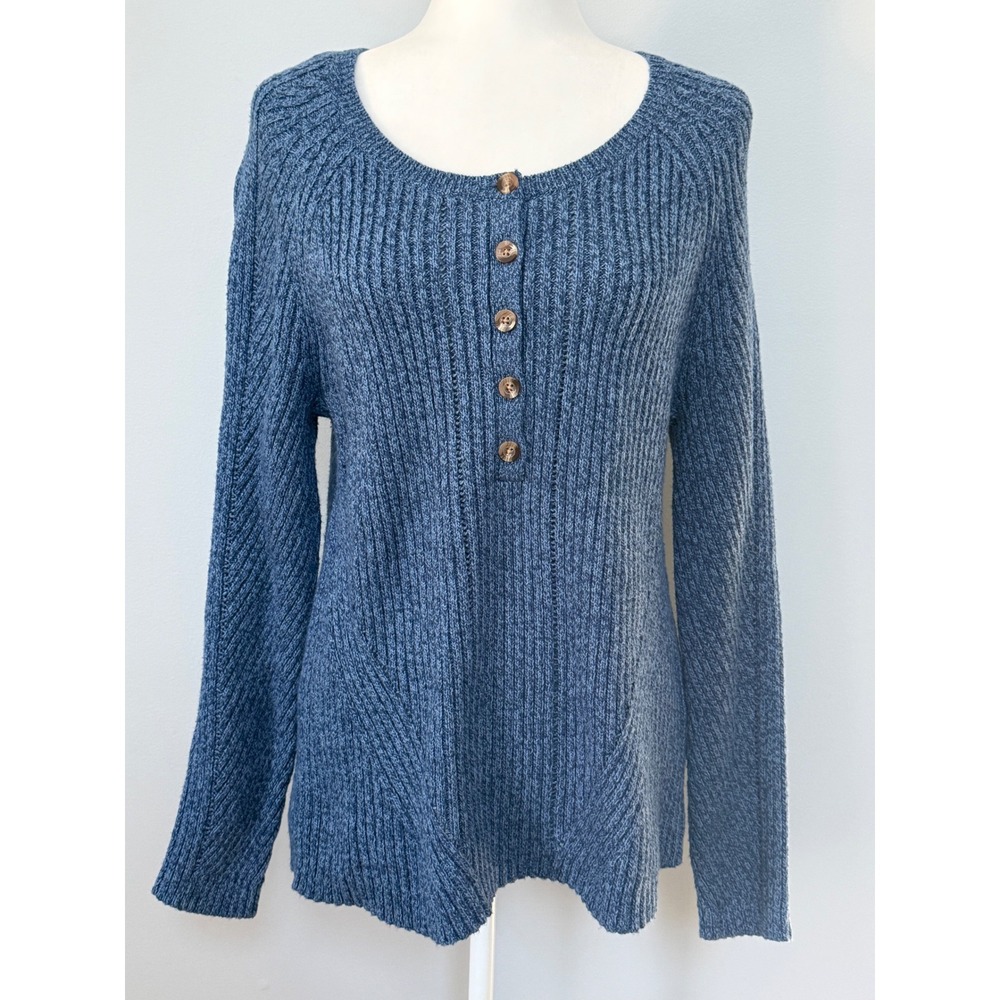 Sundance Womens Birdie Knit Blue Henly Sweater Silk Blend Size L NWT